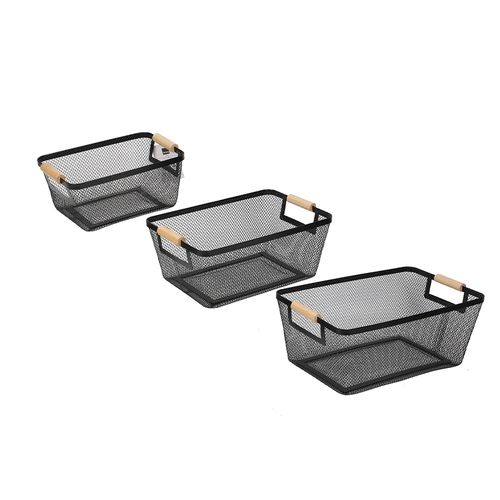 Pack 3 Canastos Org Metal Asa Bamboo Krea