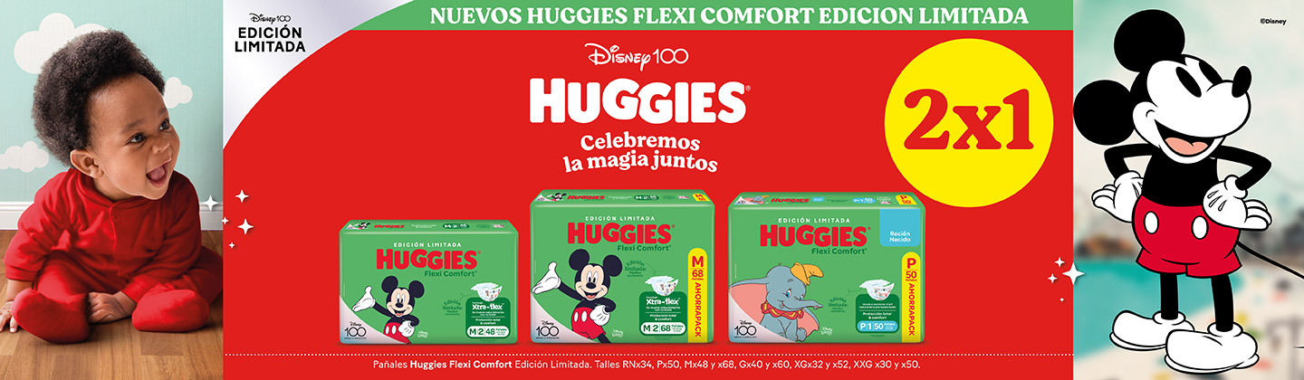 Jumbo | 2X1 en pañales seleccionados de Huggies Flexi Comfort