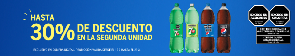 Jumbo | 2do al 30% en Gaseosas seleccionadas Pepsi, 7up y más