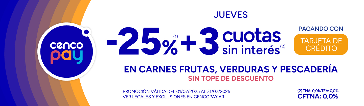 25% y 3 CSI en Carnes, Frutas y más