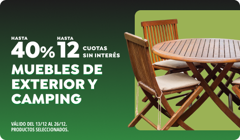 Hasta 40% y Hasta 12 CSI en Muebles de Exterior y Camping