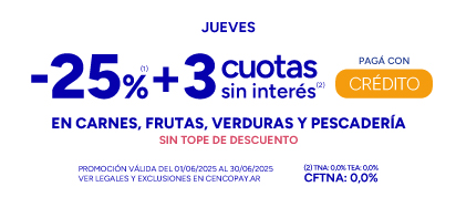 25% en Carnes, Frutas y más