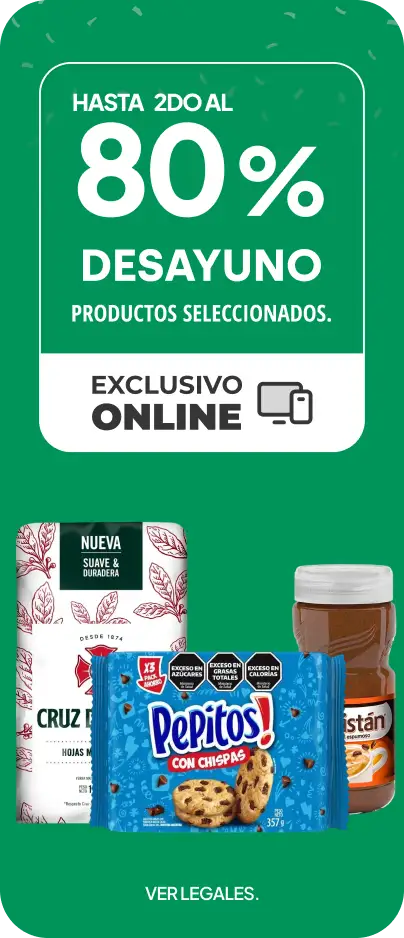 Hasta 2do al 80% en Desayuno