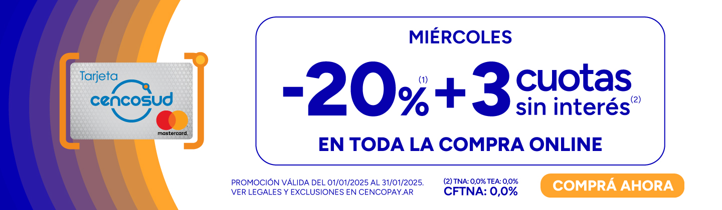 20% + 3 CSI en Toda la compra