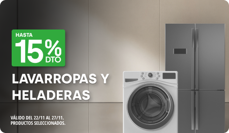 Hasta 15% en Heladeras, Lavarropas y más