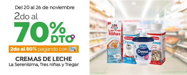 2do al 70% en Cremas de Leche