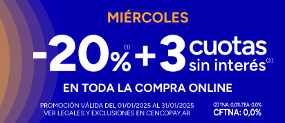 20% + 3 CSI en la compra online