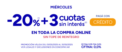 20% + 3 CSI en la compra online