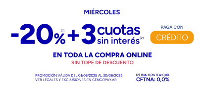 20% + 3 CSI en la compra online