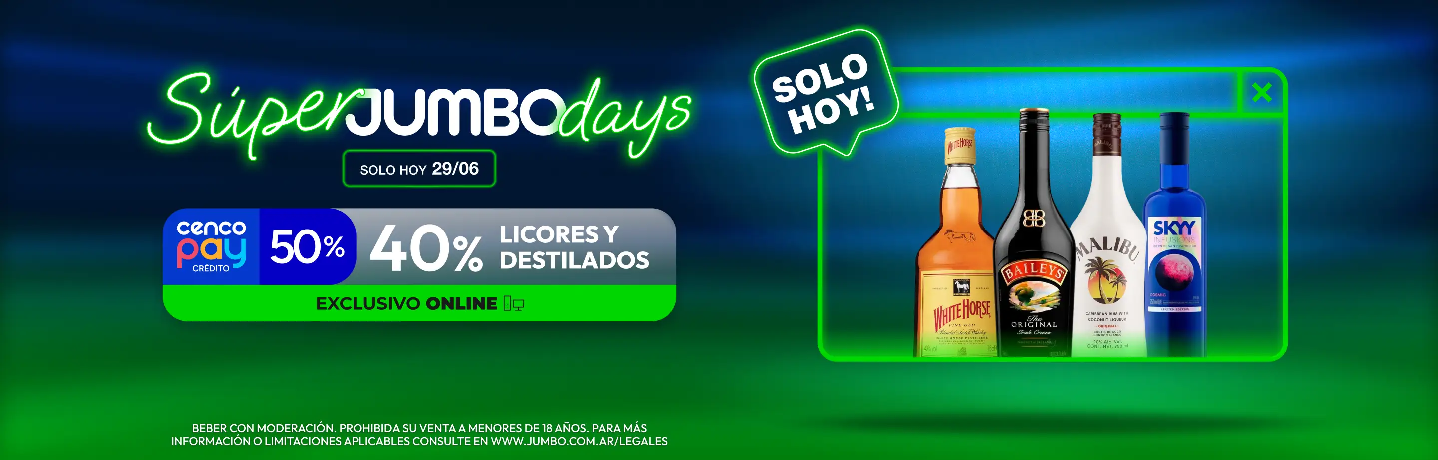 SOLO POR HOY - 40% Licores y Destilados 
