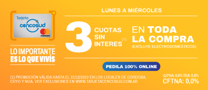 3 CSI con Tarjeta Cencosud en Toda tu Compra