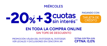 20% + 3 CSI en la compra online