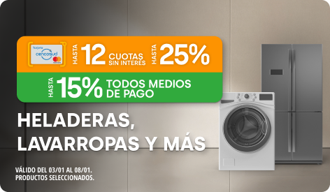 Hasta 15%  en Lavarropas y más