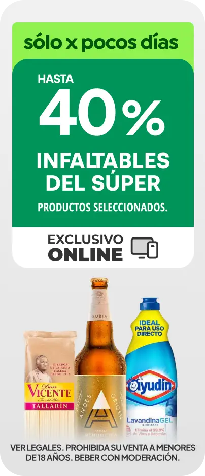 Hasta 40% en Almacén, Bebidas y más